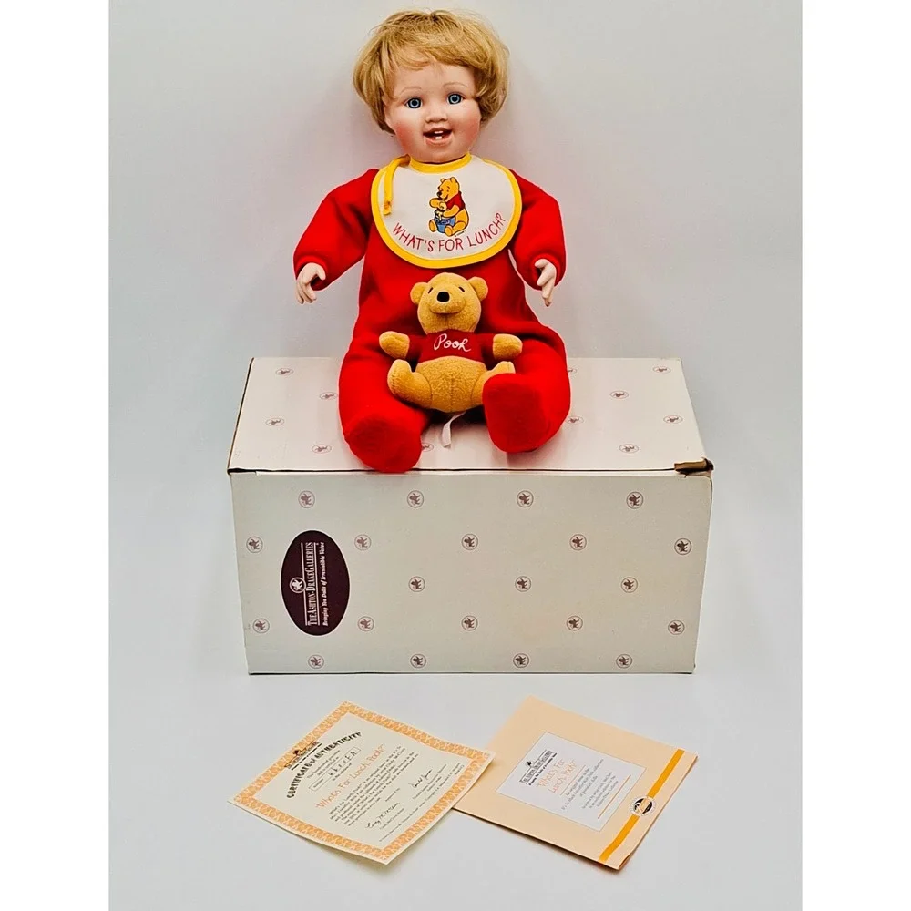 Ashton-Drake What's For Lunch Pooh Porcelain Doll Cindy McClure Disney COA Box